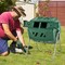 Dual-Chamber Outdoor Rotating Compost Bin with Aeration Holes and 43-Gallon Capacity